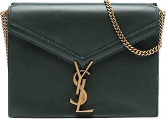 Saint Laurent Pre-owned Womens Smooth Calfskin Monogram Cassandra Clasp Bag - Dark Green Leather - One Size