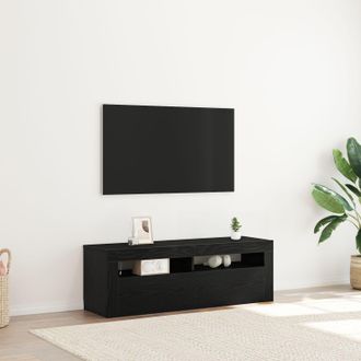 Berkfield Home TV Cabinet with LED Black Oak 120x35x40 cm Engineered Wood | Size: 120 x 35 x 40 cm