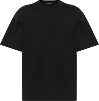 Dolce & Gabbana T-shirt met Embossed Logo - Heren - T-shirts - Zwart - M - Katoen - Tops