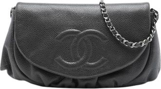 Chanel Pre-owned Vintage Crossbody Bag - Dames - Vintage Schoudertas - Grijs - ONE Size - Leer - Vintage