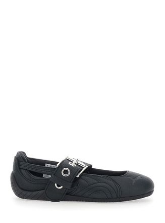 Puma Womens Ballerina Shoes Speedcat Black Tech Fabric Technical