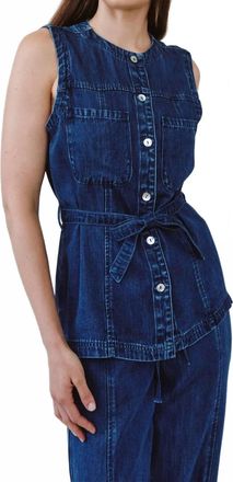 Bella Dahl Seamed Belted Denim Vest In Horizon Blue Wash