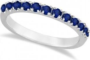 Allurez Blue Sapphire Stackable Ring/ Anniversary Band in 14k White Gold (0.37ct)