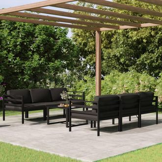 vidaXL Set Muebles De Jard&iacute;n 7 Pzas Y Cojines Aluminio Gris Antracita Vidaxl