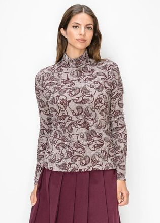 YAL New York Textured Paisley High Neck Top, Grey