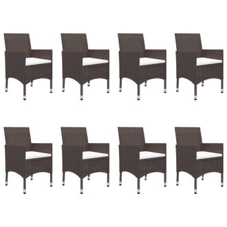 Berkfield Home Elegant 9 Piece Garden Dining Set Poly Rattan & Tempered Glass Brown