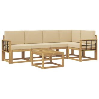 vidaXL Conjunto De Sof&aacute;s De Exterior Con Coj&iacute;n 6 Pcs Y Beige Vidaxl