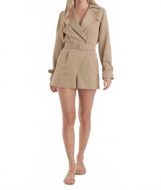 Karina Grimaldi Nina Trench Romper In Khaki
