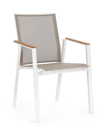 Outdoor Living Conjunto de 2 sillas de aluminio y textilene en teca blanca