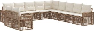 vidaXL Conjunto De Sof&aacute;s De Jard&iacute;n 11 Uds. Beige Y Blanco Crema Vidaxl