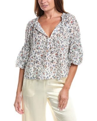 Max Studio Scoop Neck Ballon Sleeve Blouse