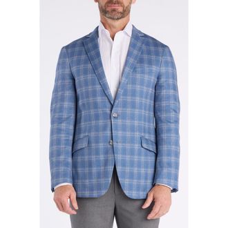 The Savile Row Company Shoreditch Slim Fit Blue Plaid Knit Sport Coat at Nordstrom Rack, Size 46Regular