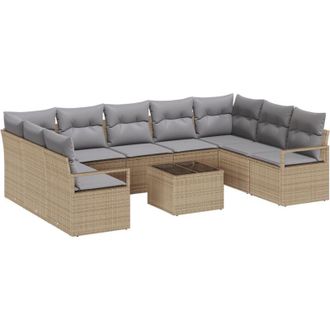 vidaXL Vidaxl - Garden Sofa Set with Cushion Manual 9 pcs Grey 100 x 55 x 73 cm