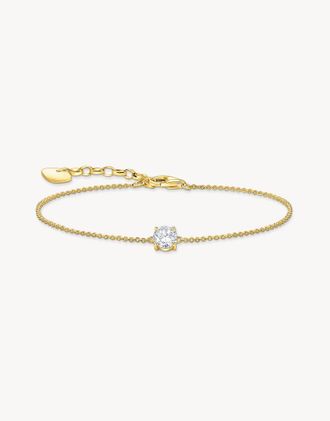 Thomas Sabo Bracciale in argento sterling 925 placcato oro giallo 18 carati con ciondolo con zirconia di colore bianco