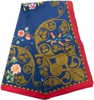 Herm&egrave;s Pre-owned Arabesques Sjaal - Dames - Vintage Accessoires - Blauw - ONE Size - Vintage