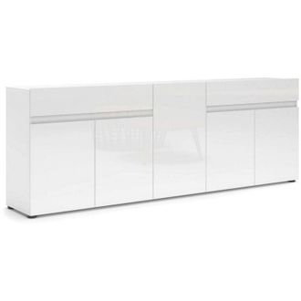 Dmora Aparador Elenia, Alacena 3 Estantes, Hecho En Italia, 38x225x79h Cm Blanco