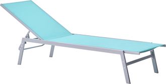 Beliani Tumbona De Jard&iacute;n Azul Estructura De Acero Plateado Respaldo Ajustable Resistente A Los Rayos Uv Noli