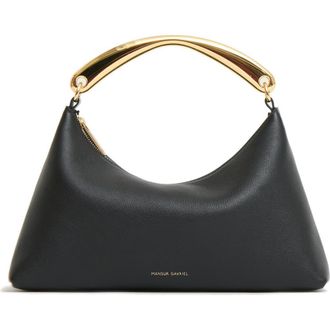 Mansur Gavriel Rhea Metal Handle Leather Bag in Black at Nordstrom