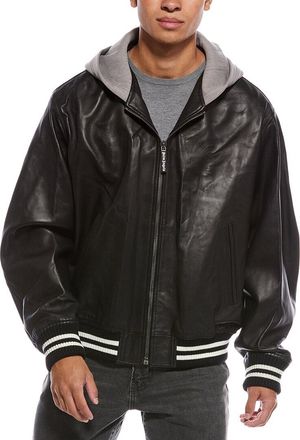 Palm Angels Curved Logo Leather Bomber Jacket