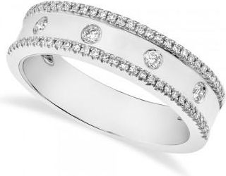Allurez Diamond Bezel Half Eternity Band Ring 14k White Gold (0.23ct)