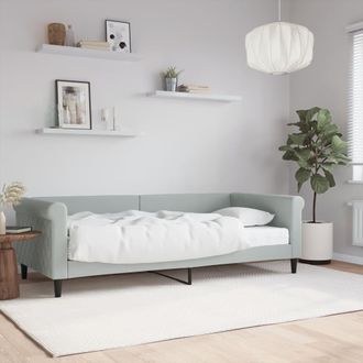 vidaXL Sof&aacute; Cama Con Colch&oacute;n Terciopelo Gris Claro 90x200 Cm Vidaxl