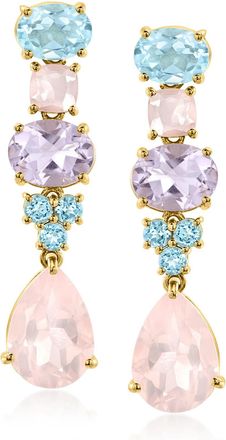 Ross-Simons Multi-Gemstone Drop Earrings in 18kt Gold Over Sterling