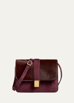 Khaite Blake Suede & Calf Hair Crossbody Bag