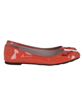 Marc Jacobs Pre-owned Womens Mouse Print Ballet Flats in Orange Patent Leather - Size 36.5 EU/IT