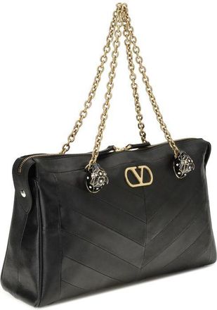 Valentino Garavani Womens Black Lamb Ovis Aries Shoulder Bag