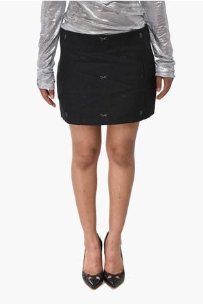 Off-white Wool-Blend Jacquard Miniskirt with Side Zip size 40