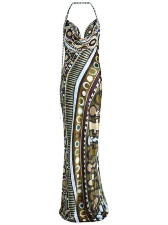 Pucci Printed Halterneck Satin-silk Maxi Dress - Multicoloured - 42 (UK10 / S)