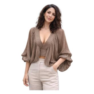 Imperial Blouses, female, Brown, Size: XS Top Cropped