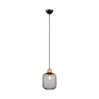 Trio Suspensi&oacute;n Calimero 1xe27 Malla Met&aacute;lica Negra &Oslash;18 Cm Iluminaci&oacute;n