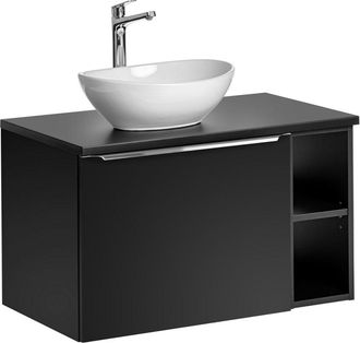 Petits Meubles Mueble lavabo individual 80cm 2 nichos tableros laminados y mdf negro