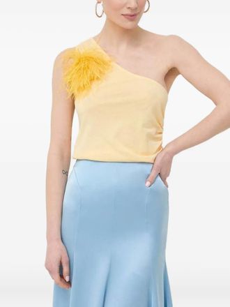 Patrizia Pepe feather one-shoulder top - women - Cotton - 40 - Yellow
