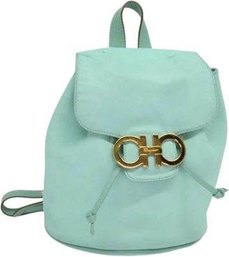 Ferragamo Pre-owned Backpacks, female, Blue, Size: ONE SIZE Pre-owned Leather Backpack