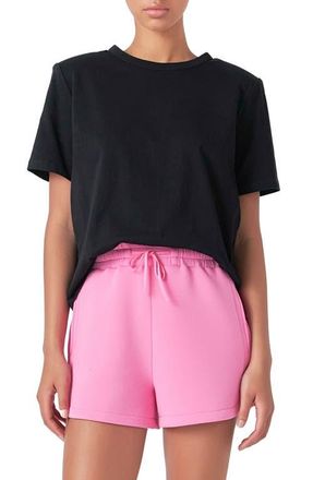 Grey Lab Power Shoulder Cotton T-Shirt in Black at Nordstrom, Size X-Small