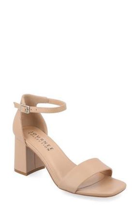Journee Collection Valenncia SuperNatural Shades Open Square Toe Ankle Strap Sandal in Almond at Nordstrom Rack, Size 11