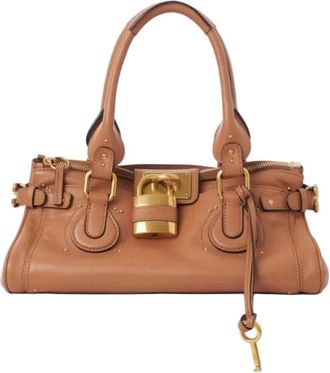 Chlo&eacute; Tassen, Dames, Bruin, ONE Size, Leer, Paddington Tas van Gekorreld Leer