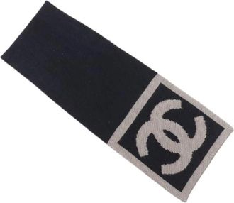 Chanel Pre-owned Wool Silk Cashmere Scarf - Dames - Vintage Accessoires - Zwart - ONE Size - Wol - Vintage
