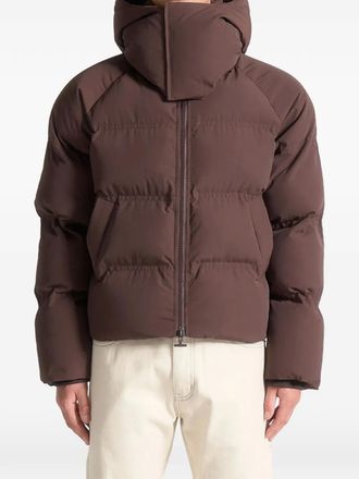 Mani&egrave;re De Voir wrap-neck puffer jacket - Brown