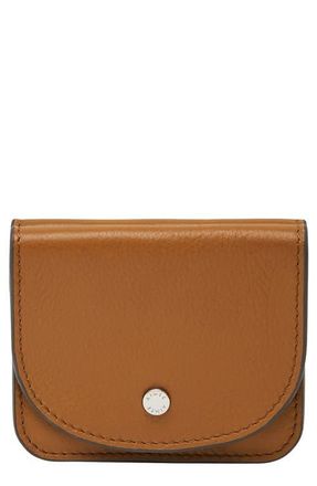 Aim&eacute;e Pucker Up Leather Card Case in Latte at Nordstrom