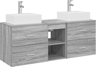 vidaXL Juego De Muebles De Ba&ntilde;o 3 Uds. Sonoma Gris 49,5 X 41 X 62,5 Cm Vidaxl
