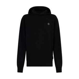 Philipp Plein Hoodies, male, Black, Size: 2XL Embroidered Hoodie Sweatshirt Monogram
