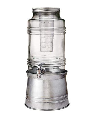 Circleware Jay Import Company Breeze 2.4 Gallon Beverage Dispenser With Ice Insert, Fruit Infuser & Galvanized Base