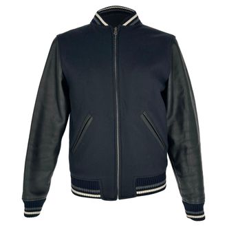 A.P.C. A. P.C. Copper Zip-Up Letterman Jacket in Black Wool