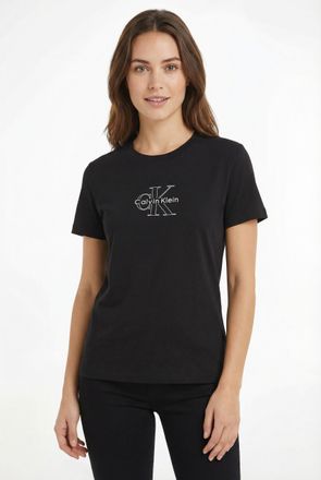 Calvin Klein Jeans T-Shirt CALVIN KLEIN JEANS SS CLASSIC FOIL MONOLOGO TEE, Damen, Gr. XXL, schwarz, Web, Obermaterial: 100% Baumwolle, regular fit normal, Rundhals, ein