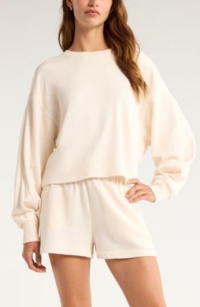 Zella Go Easy French Terry Crewneck Sweatshirt in Ivory Cream at Nordstrom, Size Xx-Large