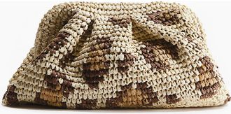 H&M Straw Clutch in Beige/leopard Print at Nordstrom