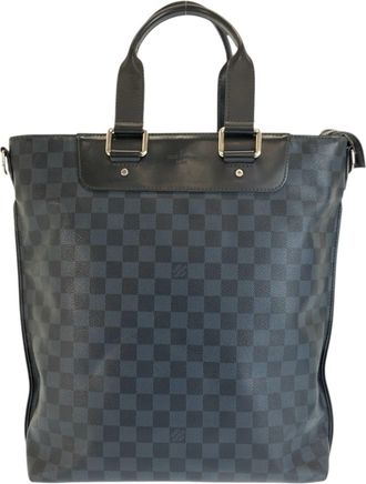 Louis Vuitton Navy Leather Pvc Tote Bag (Pre-Owned)